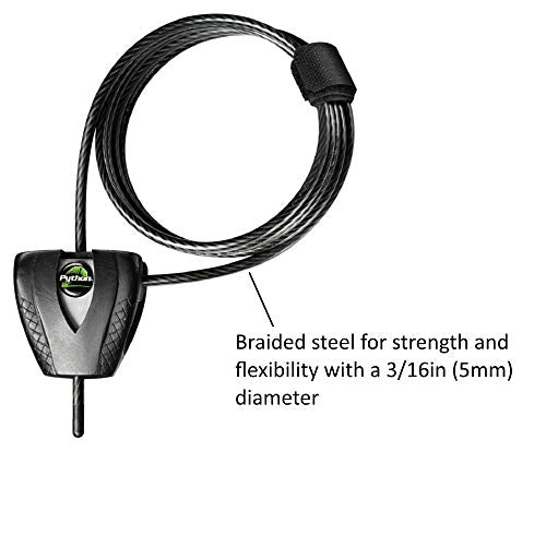 Master Lock 8417D Cable Lock, Python Adjustable Keyed Cable Lock, 6 ft. Long, 2 Pack Bundle with Keychain Light