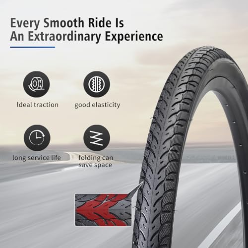 HUIOK 26x1.75 Bike Tires 2Pcs with Tubes & Levers - Black 26 Inch Replacement Kit