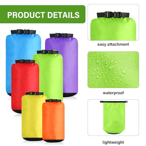 GliCraft Fluorescent Waterproof Dry Bag Set – 6 Sizes for Kayaking & Camping