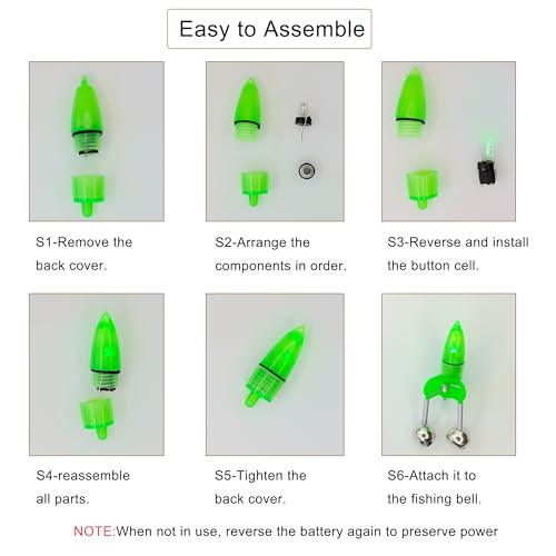 Fishing Bells with Lights - 30 Pcs Green Night Fishing Alarm Set