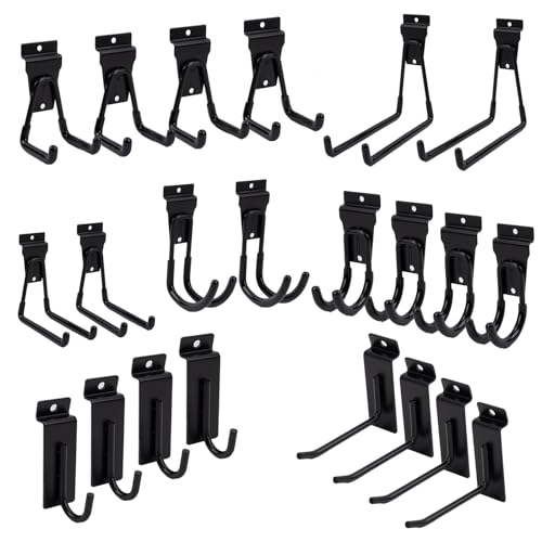 Slatwall Accessories 22 PCS Heavy Duty Garage Hooks Slatwall Panel Hooks Slat Wall Hanging Hook for Bike Ladder Garage Storage System Accessory Multi Size Utility