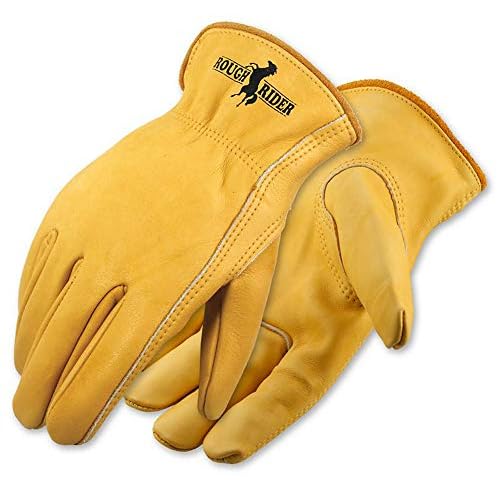 Galeton - 25001PR-XL Rough Rider Premium Leather Driver Gloves With Elastic Back Gold