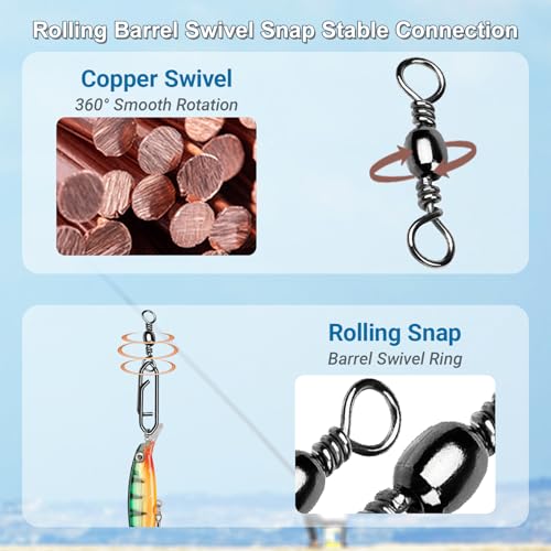 Heavy Strength Fishing Snaps - Stainless Steel Swivel Clips 10+S (42lb) - 50 pcs