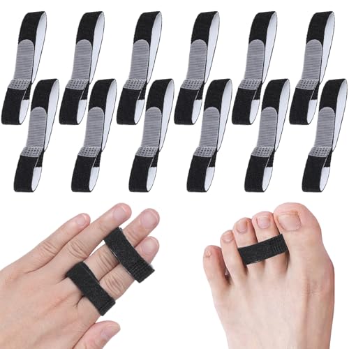 Finger Buddy Tape Straps - 12PCS Adjustable Black Finger Straps