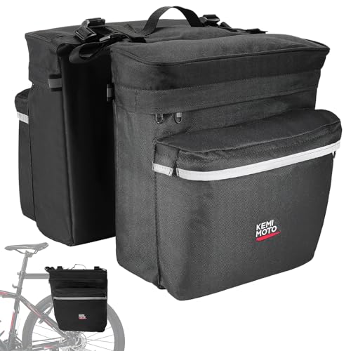 34L Waterproof Bike Pannier Bag with Rain Cover - Black