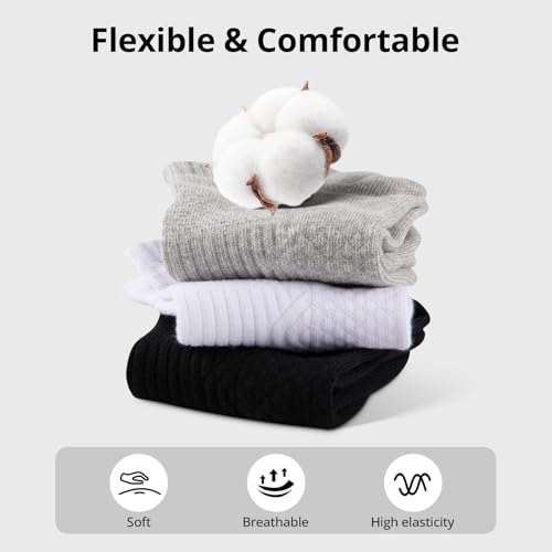 Mens Cotton Ankle Socks - 6 Pairs Breathable Sports Set - Black, White, Grey