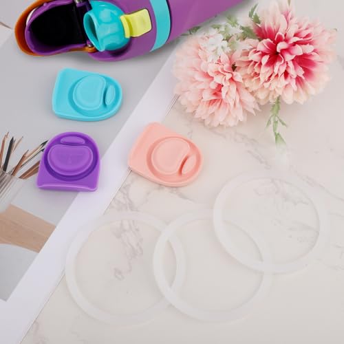 Silicone Seal Rings & Stoppers for Owala Freesip - 6 Pieces, Pink/Cyan/Purple