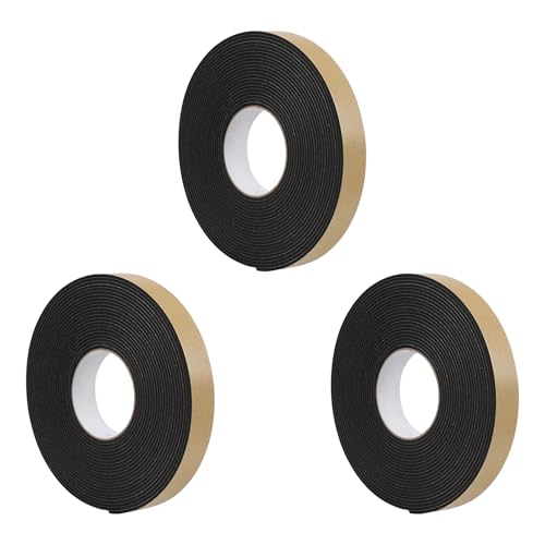 Car Speaker Sealing Tape 3 Rolls 2mm Thick x 10mm Wide x 49ft Black Soundproof Waterproof Insulating Foam Gasket Tape Ideal for Car Speaker Installati...
