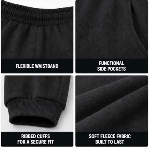Coney Island Boys Sweatpants 4 Pack - Black/Charcoal/Heather Grey/Navy Jogger Pants with Pockets