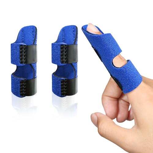 Universal Finger Splint for Trigger Finger & Arthritis Pain - 2 Pack, Blue