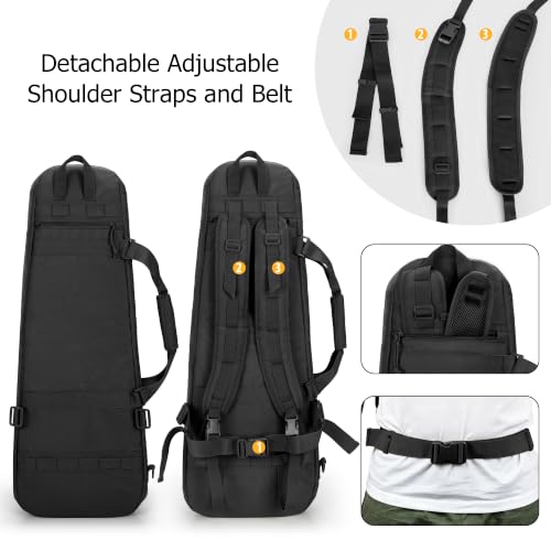 DSLEAF 28-Inch Double Short Barrel Rifle Case Black Soft Tactical Gun Bag Backpack