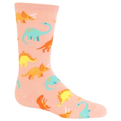 Animal Series Boys' Casual Crew Socks - Dinosaur (Blush) Large-X-Large