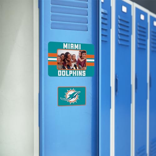 NFL Football Stripes Magnetic Picture Frame & Magnet Set - Miami Dolphins