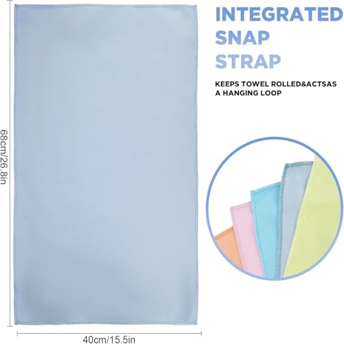 Microfiber Gym Towels - Quick Dry & Highly Absorbent - Set of 5, Pastel Colors - 16x27 Inch