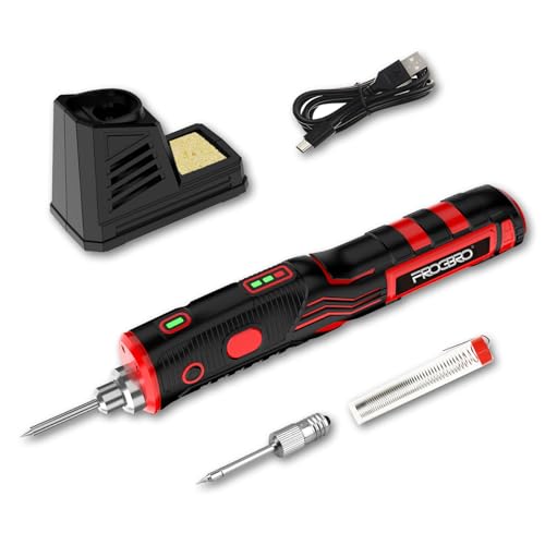FrogBro Upgrade 11W 2500mAh Cordless Soldering Iron Kit, Max 968¢µ Fast Heating Portable, USB Rechargeable High Capacity with Touch Sensor & LED Spotlight