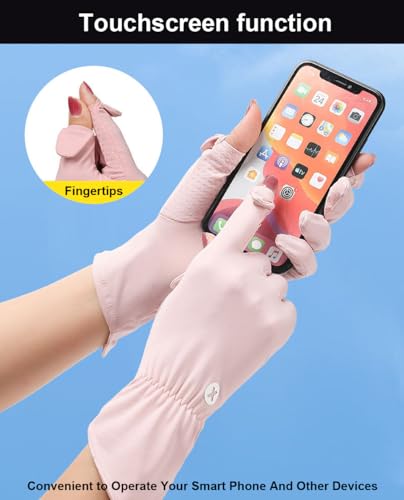 UV Protection Full Finger Gloves for Women - White