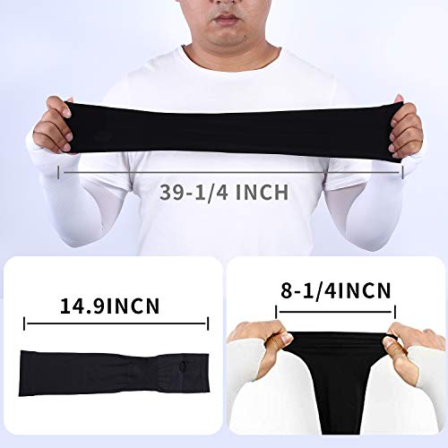 Cooling Compression Arm Sleeves with Hand Cover - 2 Pairs Black