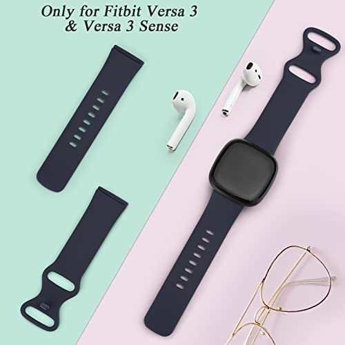 Soft Silicone Sports Bands for Fitbit Versa 4/3 & Sense 2 - Black & Navy Blue