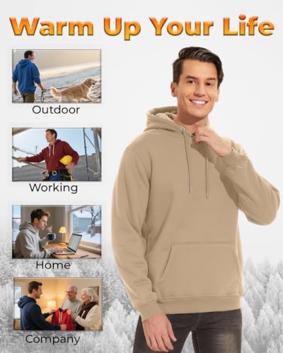 Boladeci Mens Sherpa Lined Hoodie Pullover Heavyweight Fleece