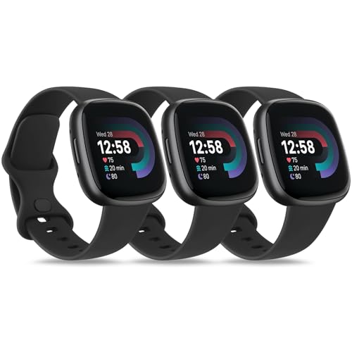 Sport Bands for Fitbit Sense 2 / Versa 4 - 3 Pack - Black
