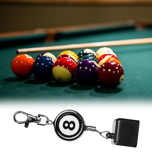 Billiard Cue Chalk Holder with Retractable Key Ring - Black