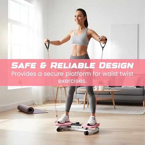 Waist Twister Machine with Digital Counter - Pink, 330lbs Capacity