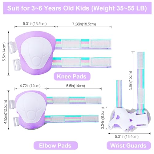FIODAY Kids Purple Small Knee and Elbow Pads Wrist Guards Set for Ages 3-8