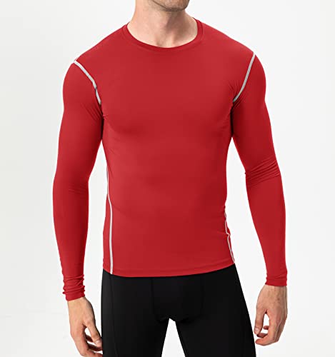 Men's Long Sleeve Compression Workout Shirt - Medium Red