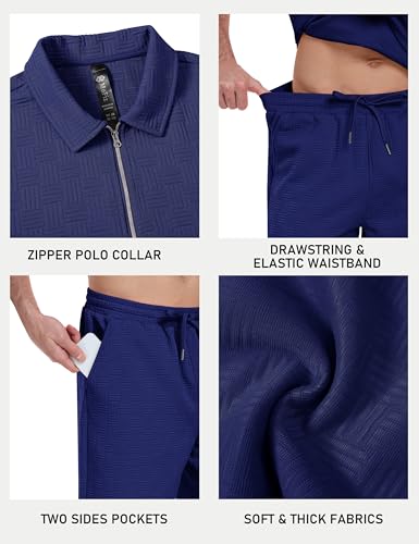 MoFiz Men's XXL Deep Blue Sweat Suit Set 2 Piece Casual Tracksuit Shorts