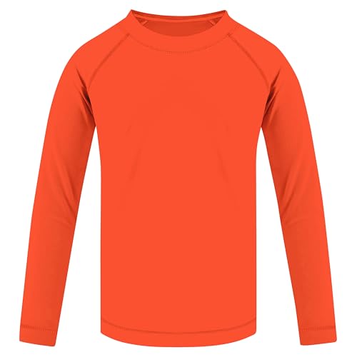 Little Boys Long Sleeve Rash Guard Swim Shirt - UPF 50+ Orange 4-5T