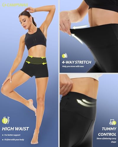 High Waisted Biker Shorts for Women - Soft Spandex Tummy Control