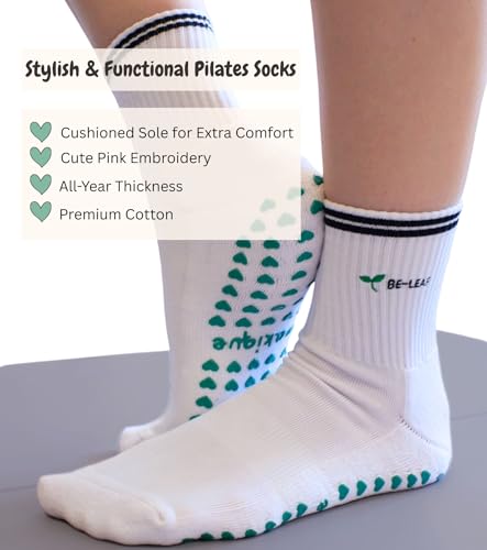 Non-Slip Pilates Grip Socks for Yoga, Barre, and Reformer - Leaf
