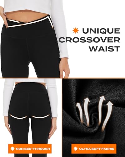 Crossover Yoga Pants with Pockets - Black V Rise-Thicken, X-Small