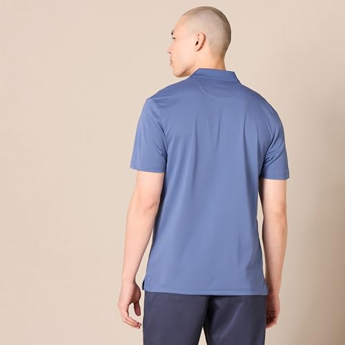 Men's Slim-Fit Quick-Dry Golf Polo Shirt - Recycled Polyester, Blue, Medium