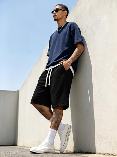 Men's Baggy Sweat Shorts Below Knee with Drawstring - Lightweight & Comfortable
