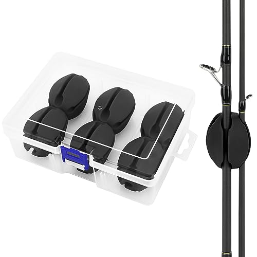 Fishing Rod Holder - 6Pcs Elastic Rubber Protector - Black