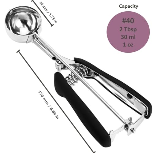 Stainless Steel Cookie Scoop with Trigger Release - #40/2 Tbsp Black