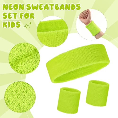 Neon Sweatbands Set - 36 Pcs Headbands & Wristbands - Small Multicolor