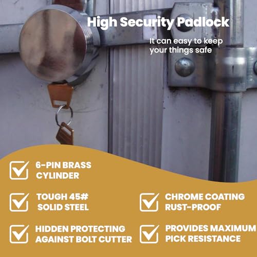 2 Pack Hidden Shackle Padlock Keyed Alike Heavy Duty Trailer Puck Padlocks Anti Theft 2-7/8" Solid Steel Puck Lock for Trailers Trucks Vans Shed Gates Garage