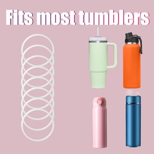 8-Pack Replacement Silicone Gaskets for Wide Mouth Flip Lid Water Bottles