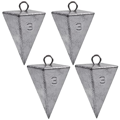 Agool Saltwater Pyramid Fishing Sinkers 3oz (4 Pack) for Surf & Pier Fishing