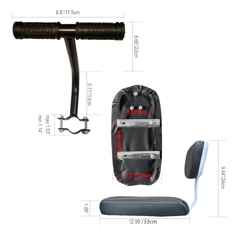Bicycle Rear Seat with Backrest & Cushion for Kids - Black