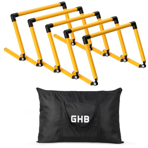 GHB 5 Pack Adjustable Speed & Agility Training Hurdles for Athletes