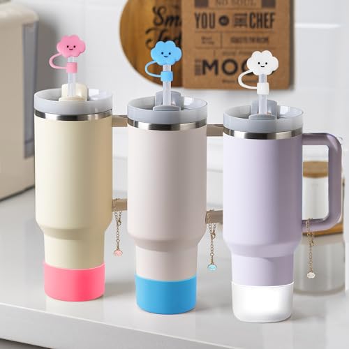 5-Piece Tumbler Accessory Set: Silicone Boot, Straw Topper & Charm - Blue