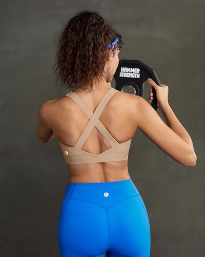 RUNNING GIRL Medium C-Nude Strappy High Impact Sports Bra for Women
