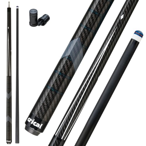 58-Inch Carbon Fiber Pool Cue Stick - Low Deflection, 12.5mm Tip, Blue
