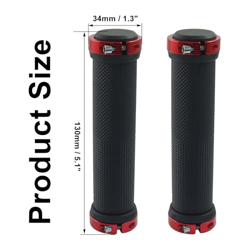 Yellow Mountain Handlebar Grips - 2 Pcs Rubber Non-Slip Red