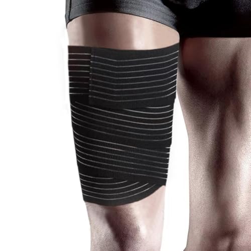 Thigh High Compression Bandage - Adjustable Full Leg Support - Black