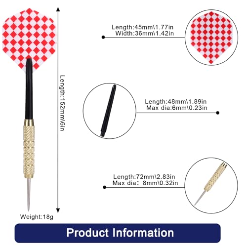 Professional Steel Tip Darts Set - 18 Pcs with Standard Flights