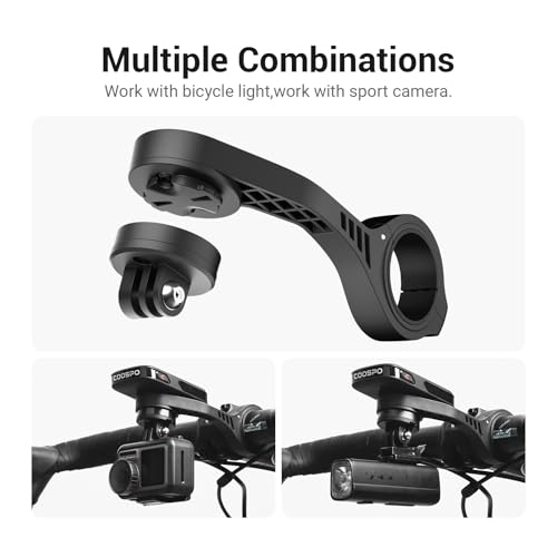 CooSpo MT5S Bike Computer Out Front Mount with Adapter for Garmin & GoPro, 25.4/31.8mm Handlebar